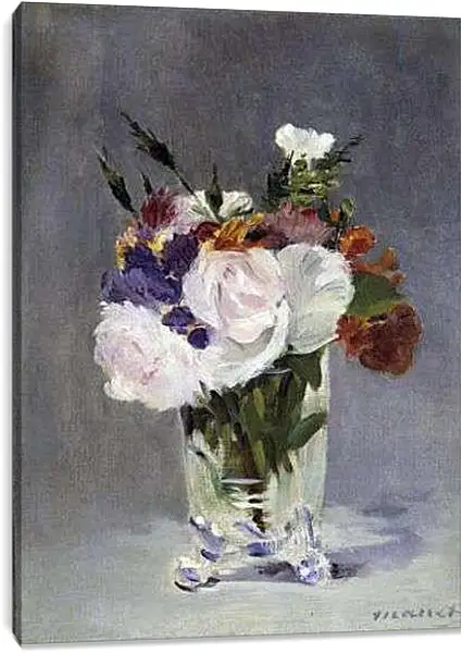 Постер на подрамнике - Цветы в хрустальной вазе. Эдуард Мане