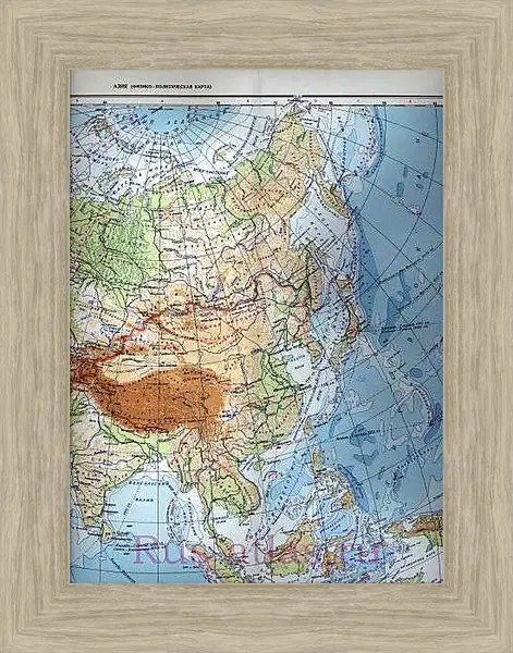 Картина в раме - Карта Азии