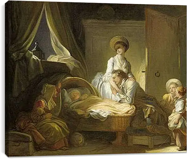 Постер на подрамнике - La Visite a la nourrice. Жан Оноре Фрагонар