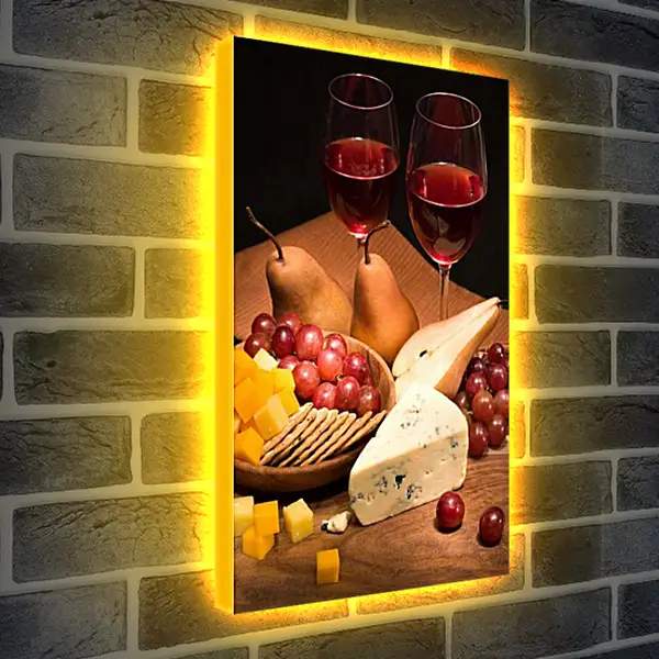 Лайтбокс световая панель - Ужин для двоих. Вечерний натюрморт.