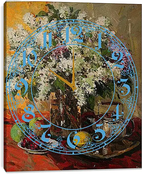 Часы картина - Цветы на столе