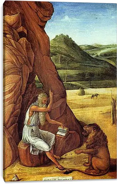 Постер на подрамнике - Hieronymus in der Wuste. Джованни Беллини