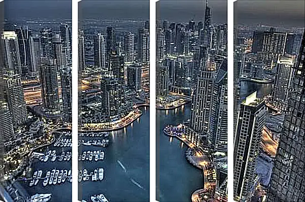 Модульная картина - Вид на ночной город с высоты. Дубай