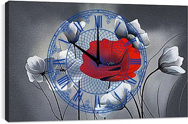 Часы картина - Маки ч