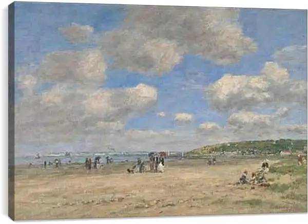 Постер на подрамнике - The Beach at Tourgeville-les-Sablons. Эжен Буден