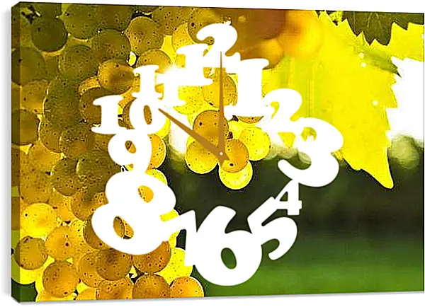 Часы картина - Виноград в лучах солнца. Солнечный виноград.