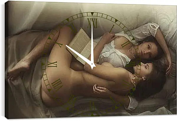 Часы картина - За чтением книги. Эротика