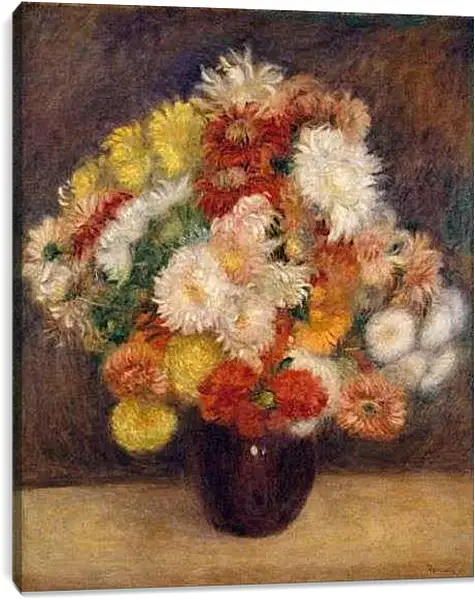 Постер на подрамнике - Bouquet of Chrysanthemums. Пьер Огюст Ренуар