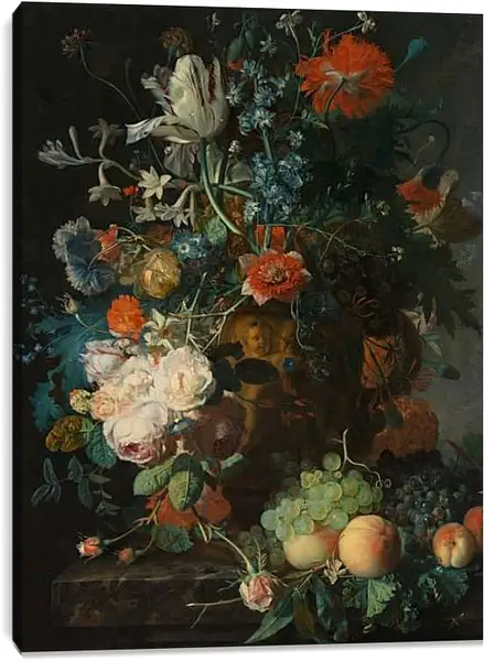 Постер на подрамнике - Букет цветов и фрукты. Ян ван Хёйсум