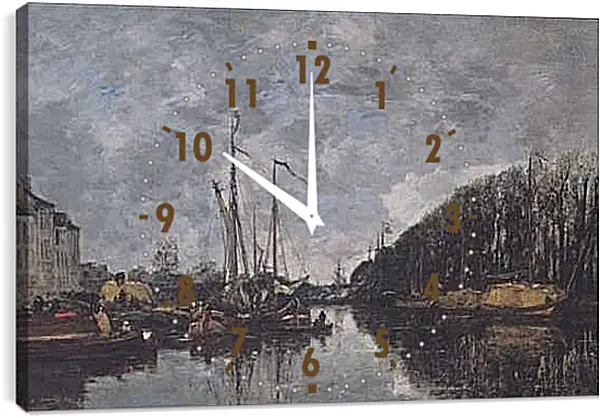 Часы картина - Kanal an der Allee Verte in Brussel. Эжен Буден