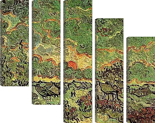 Модульная картина - Cottages and Cypresses Reminiscence of the North. Винсент Ван Гог