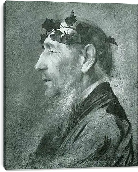 Постер на подрамнике - Alter Mann mit Epheukranz. Густав Климт