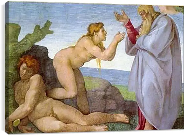 Постер на подрамнике - Сотворение Евы. Микеланджело Буонарроти