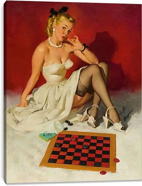 Постер на подрамнике - Игра в шашки