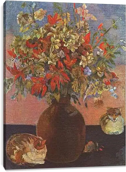 Постер на подрамнике - Nature morte aux chats. Поль Гоген