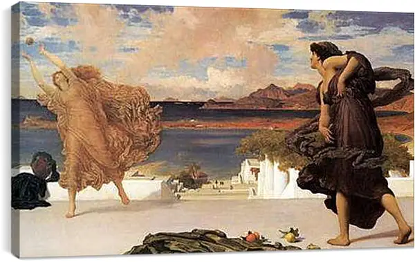 Постер на подрамнике - Greek Girls Playing at Ball. Греческие девушки, играющие в мяч. Барон Фредерик Лейтон