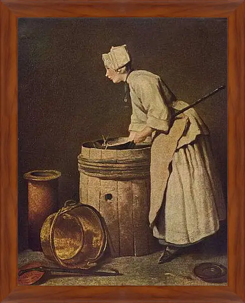 Картина в раме - Frau, Geschirr Scheuernd. Жан Батист Симеон Шарден