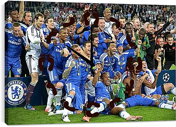 Часы картина - Победа в Лиге Чемпионов. ФК Челси. FC Chelsea