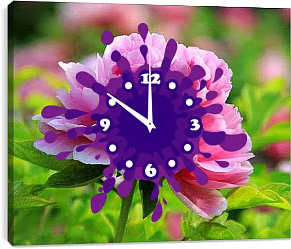 Часы картина - Пион