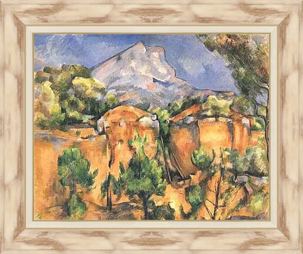 Картина в раме - Montagne Sainte-Victoire vue des Carrieres de Bibemus (vers). Поль Сезанн