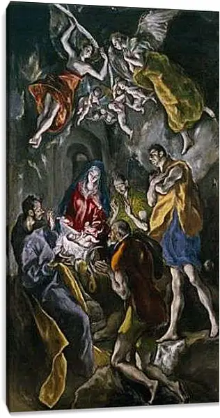Постер на подрамнике - Adoration of the Shepherds. Эль Греко