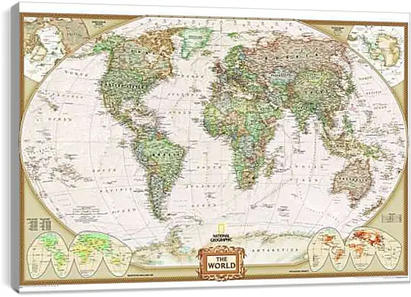 Постер на подрамнике - Карта мира (National Geographic)