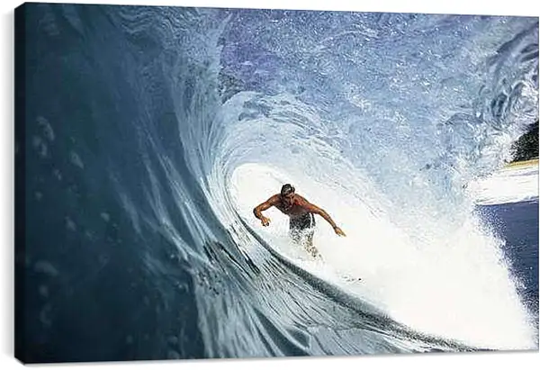 Постер на подрамнике - Сёрфингиста накрывает волной