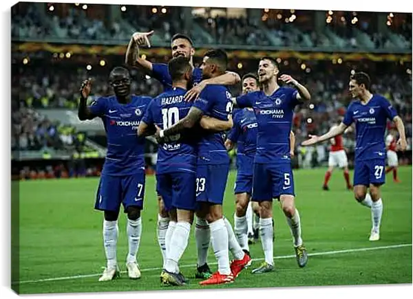 Постер на подрамнике - Празднование гола. ФК Челси. FC Chelsea