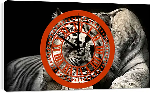 Часы картина - Белый тигр. Животные