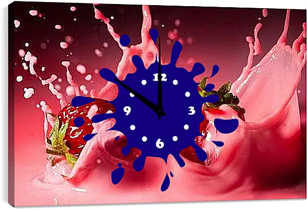 Часы картина - Клубника. Сочная Клубника.