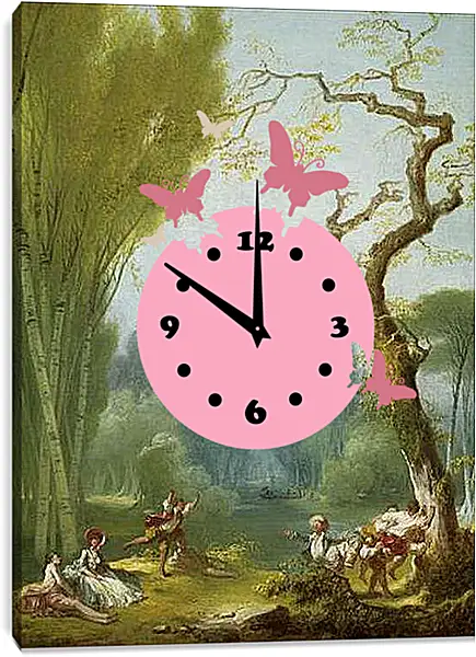 Часы картина - A Game of Horse and Rider. Жан Оноре Фрагонар