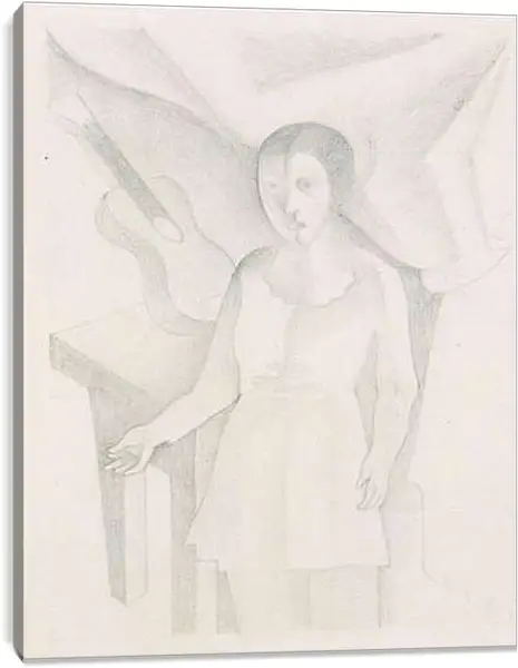 Постер на подрамнике - Jeune fille et guitare. Хуан Грис