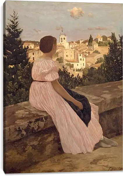 Постер на подрамнике - Розовое платье. Жан Фредерик Базиль