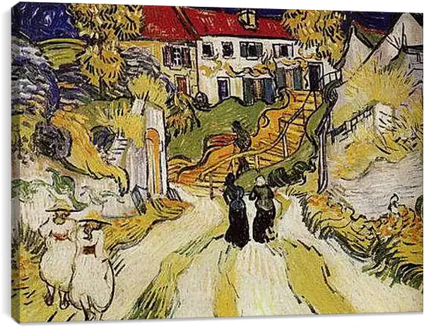 Постер на подрамнике - Улица и лестница в Овере. Винсент Ван Гог