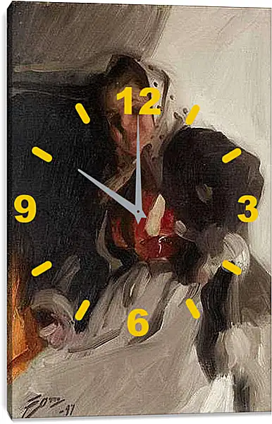 Часы картина - By the fireplace. У камина. Андерс Цорн