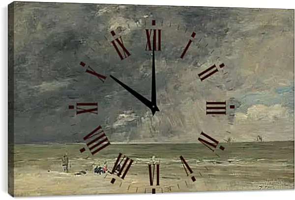 Часы картина - Beach Scene, Trouville. Эжен Буден