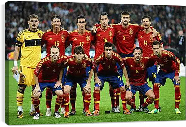 Постер на подрамнике - Фото перед матчем сборной Испании по футболу