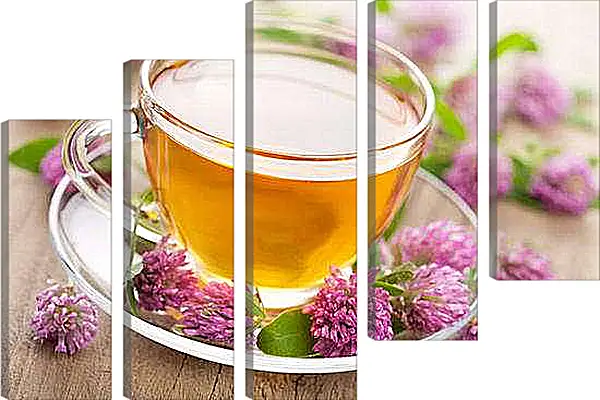 Модульная картина - Чай и клевер. Чай с клевером.