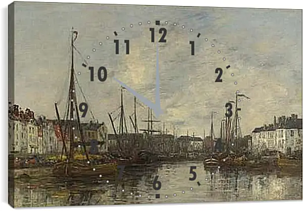 Часы картина - Brussels Harbour. Эжен Буден