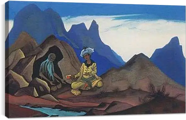 Постер на подрамнике - Искандер и отшельник. Рерих Николай