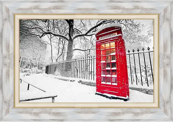Картина в раме - Красная телефонная будка