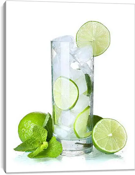 Постер на подрамнике - Мохито со льдом. Летняя свежесть.