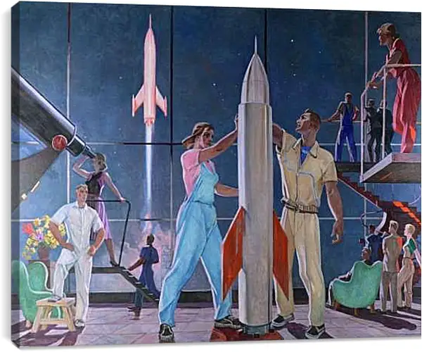 Постер на подрамнике - Покорители космоса. Александр Дейнека