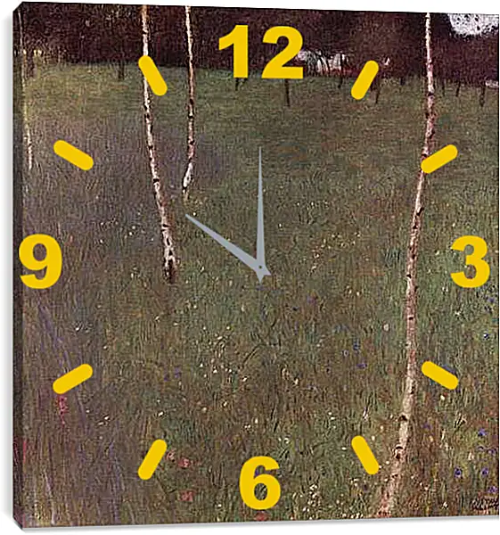 Часы картина - Bauernhaus mit Birken (Junge Birken). Густав Климт