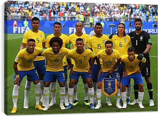 Постер на подрамнике - Фото перед матчем сборной Бразилии по футболу