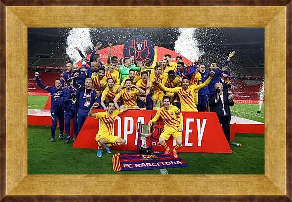 Картина в раме - Победа в кубке Испании. ФК Барселона. FC Barcelona