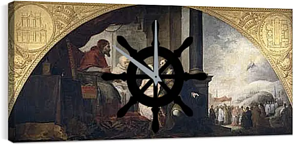 Часы картина - Аристократ Хуан и его жена рассказывают о своем сне Папе Либерию. Бартоломе Эстебан Мурильо