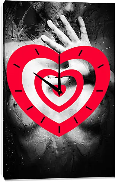 Часы картина - Девушка за запотевшем стеклом