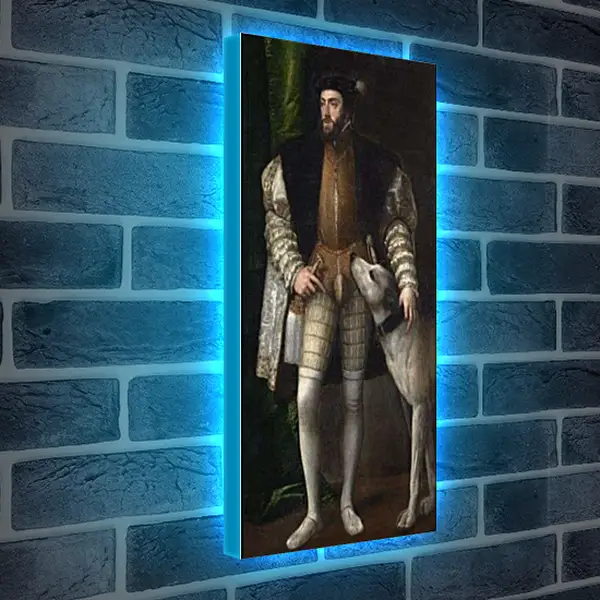 Лайтбокс световая панель - Портрет Карла V с собакой. Тициан Вечеллио