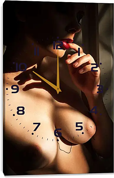 Часы картина - Девушка с красными губками